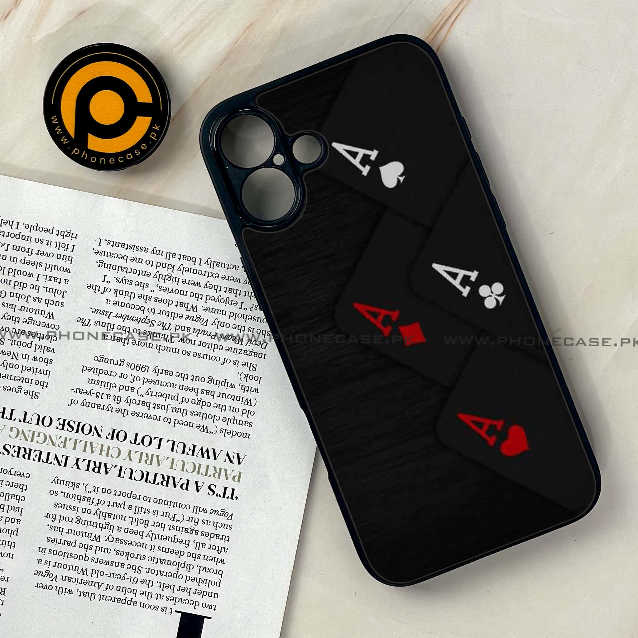 iPhone 16 - Black Art Design 5 - Premium Printed Glass soft Bumper shock Proof Case CS-38466