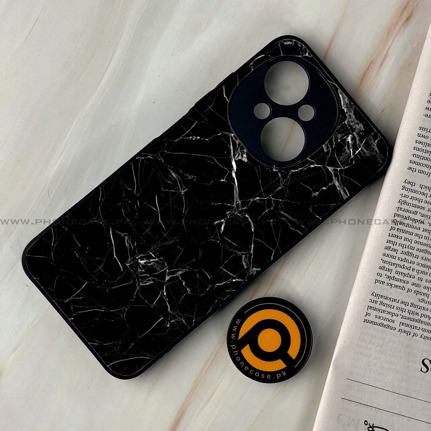 Tecno Spark Go 1 - Black Marble Design 1 - Premium Printed Glass soft Bumper shock Proof Case CS-37399