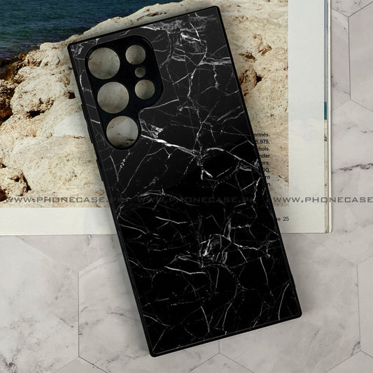 Samsung Galaxy S22 Ultra - Black Marble Design 1  - Premium Metal Printed soft Bumper shock Proof Case  CS-39056 CS-39057
