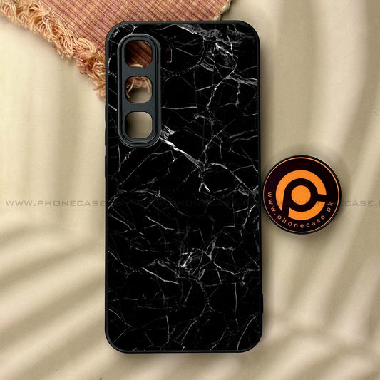 Infinix Hot 60 Pro - Black Marble Design 1 - Premium Metal Printed soft Bumper shock Proof Case CS-38291