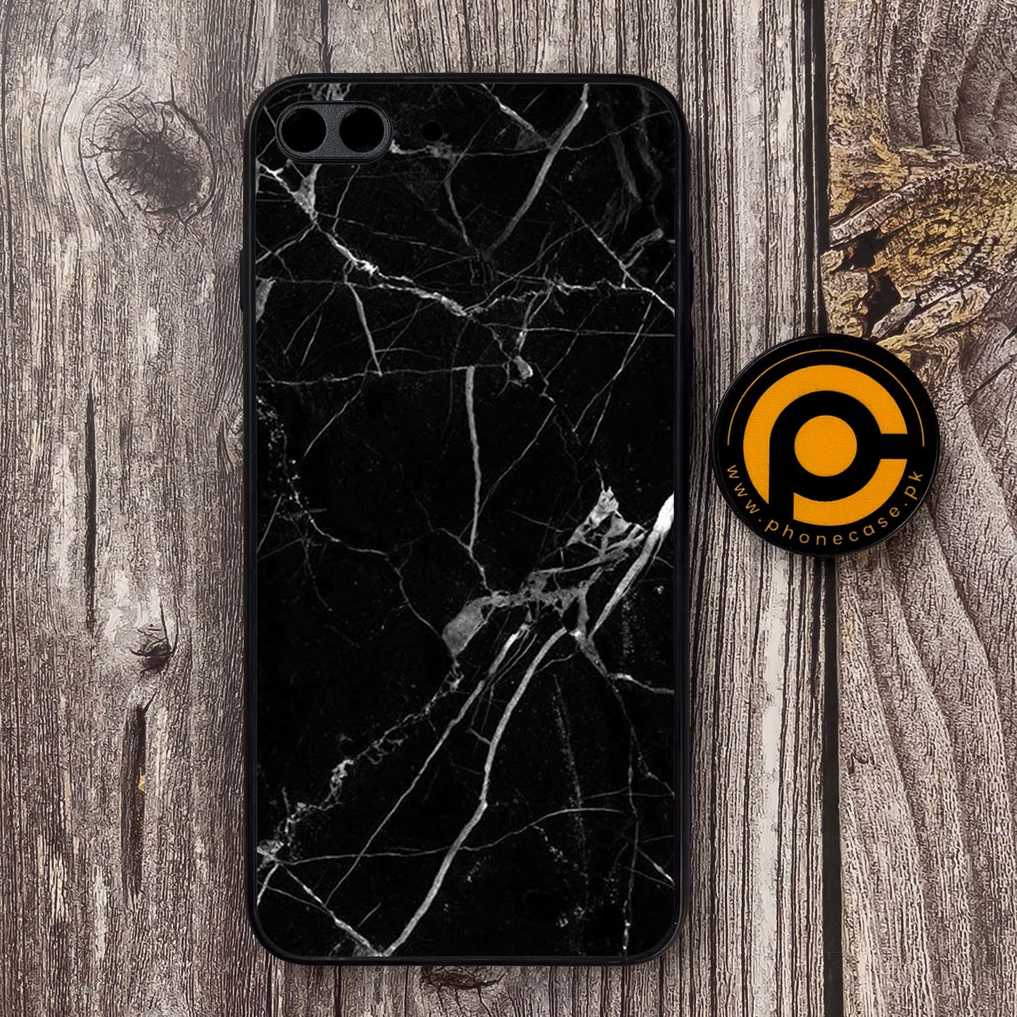 iPhone 7 Plus - Black Marble Series - Premium Metal Printed soft Bumper shock Proof Case