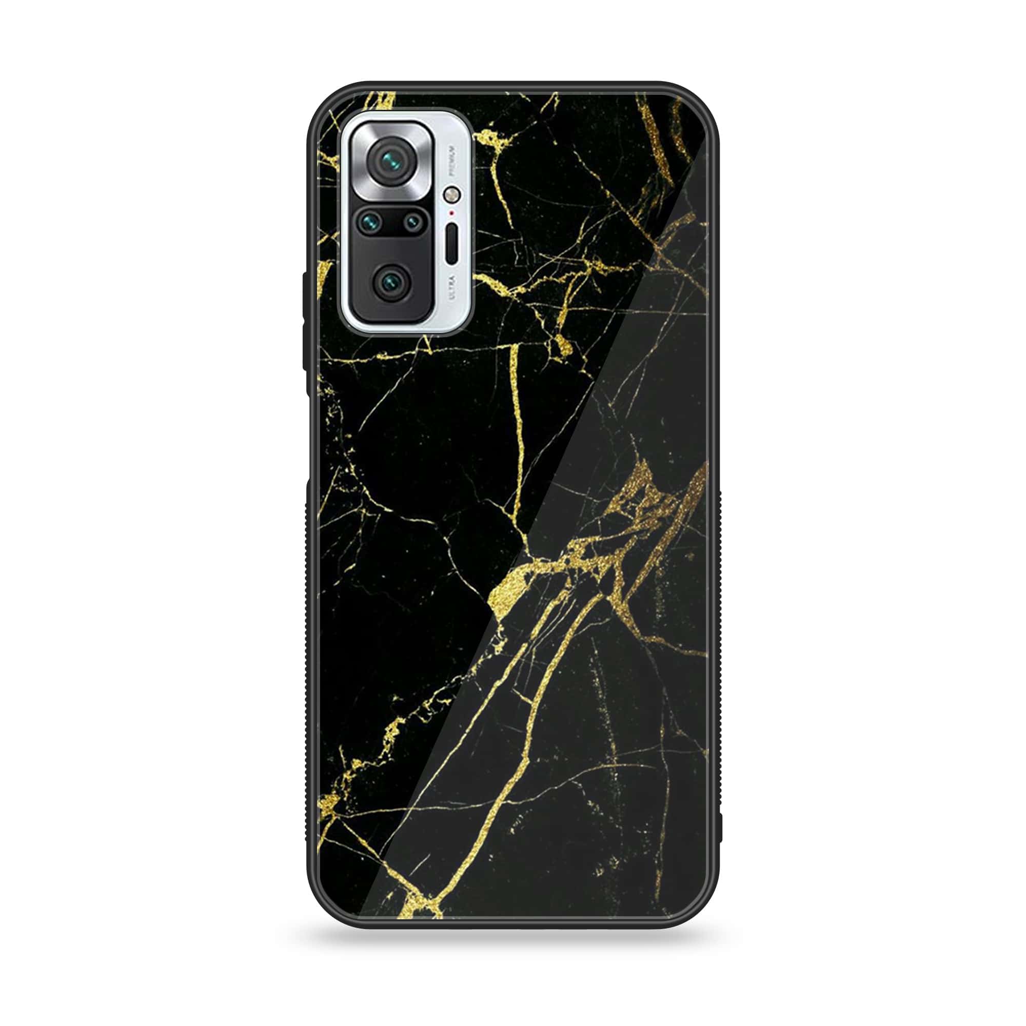 Xiaomi Redmi Note 10 Pro - Black Marble Design 3 - Premium Printed Glass soft Bumper shock Proof Case CS-39091