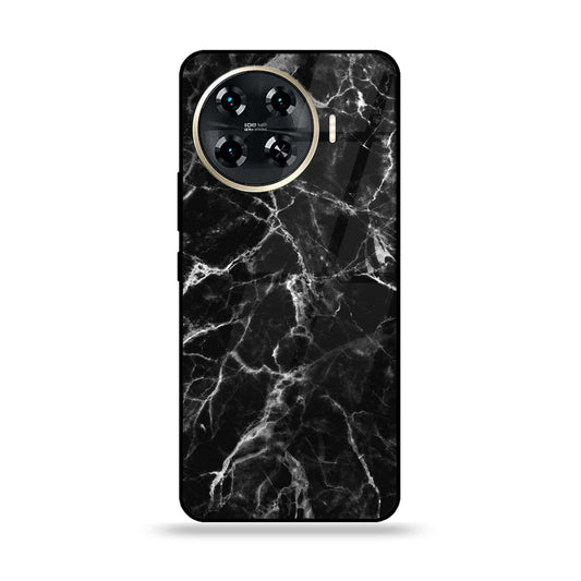 Tecno Spark 20 pro plus - Black Marble  Design 4  - Premium Printed Glass soft Bumper shock Proof Case CS-37997