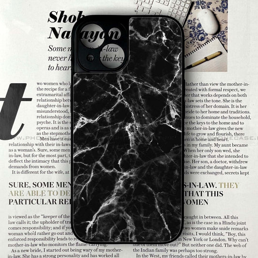 iPhone 13 - Black Marble Design 4 - Premium Metal Printed soft Bumper shock Proof Case  CS-37846