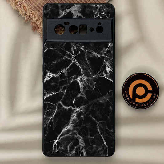 Google Pixel 6 Pro- BLACK  Marble Design 4  - Premium Metal Printed soft Bumper Shock Proof Case CS-38016