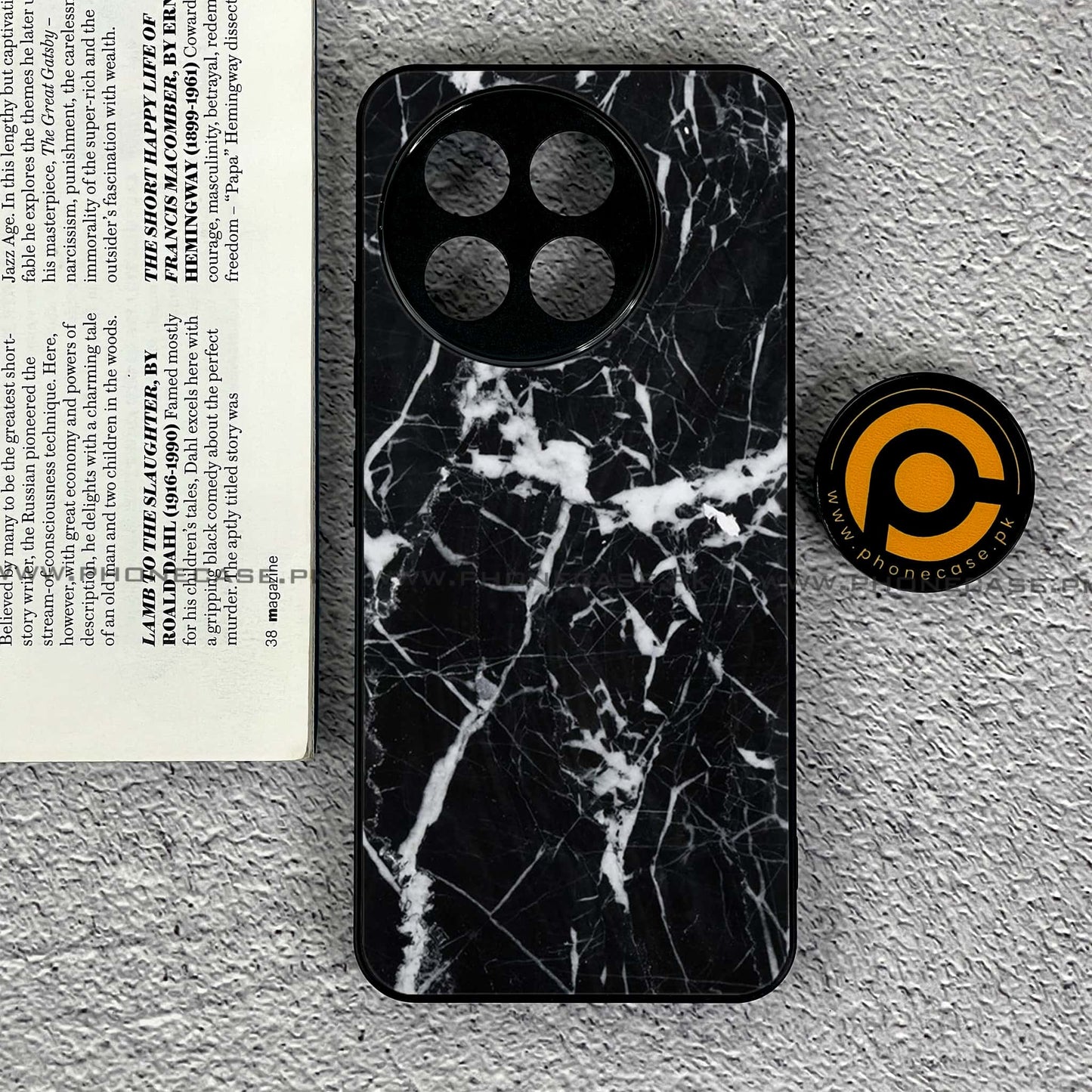 Tecno Spark 30 Pro - Black Marble Design 6  - Premium Printed Glass soft Bumper shock Proof Case CS-37709