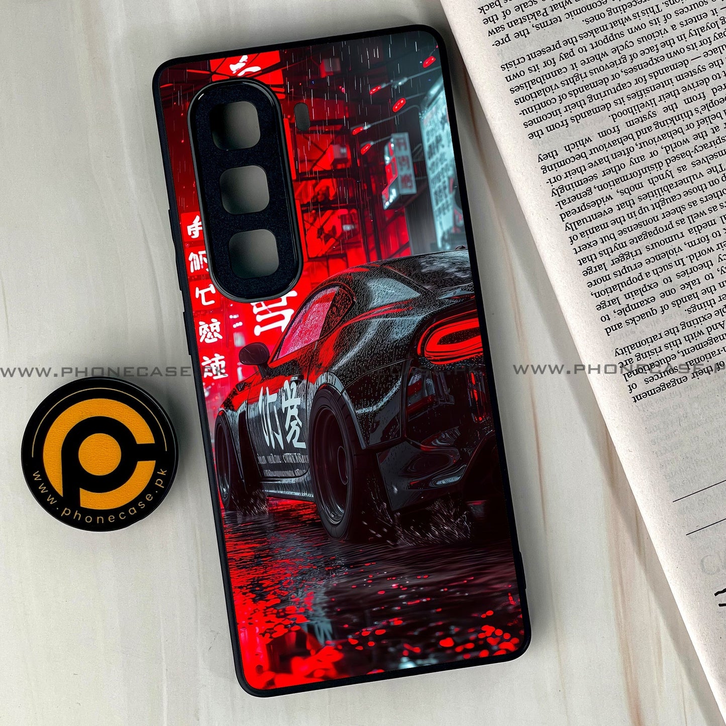 Infinix Hot 50 Pro Plus - Tokyo Dark Night Racing Car - Premium Metal Printed soft Bumper shock Proof Case  CS-38768