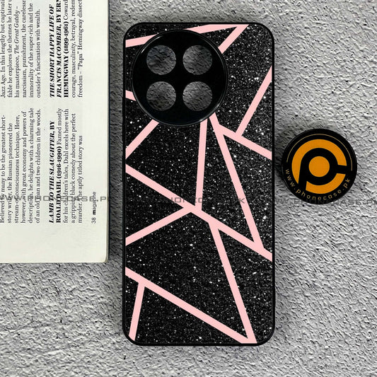 OnePlus Ace 5 - Black Sparkle Glitter With RoseGold Lines - Premium Printed Metal soft Bumper shock Proof Case
