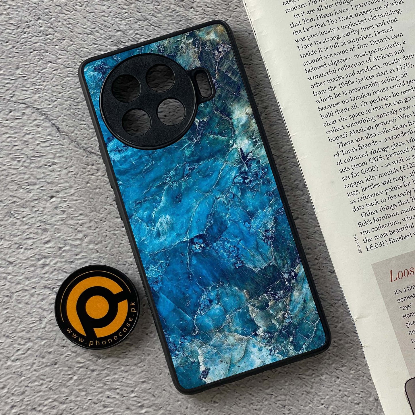 Tecno Spark 20 pro plus - Blue Marble Design 10  - Premium Printed Glass soft Bumper shock Proof Case CS-37702