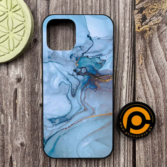 iPhone 12 - Blue Marble Design 1 - Premium Metal Printed soft Bumper shock Proof Case CS-38561