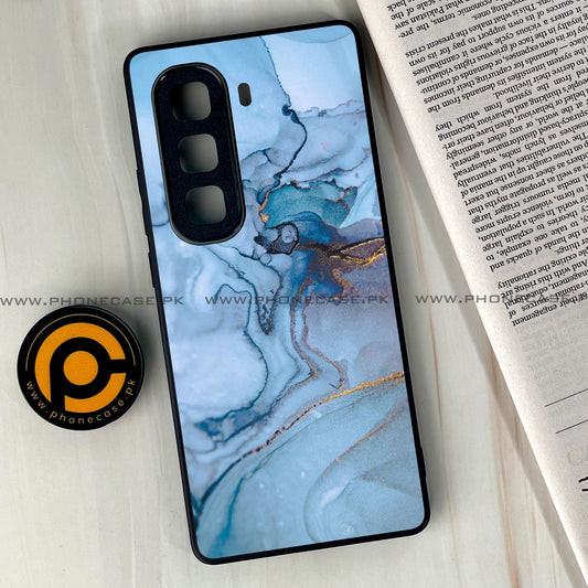 Infinix Hot 50 Pro Plus - Blue Marble Design 1 - Premium Metal Printed soft Bumper shock Proof Case  CS-39000