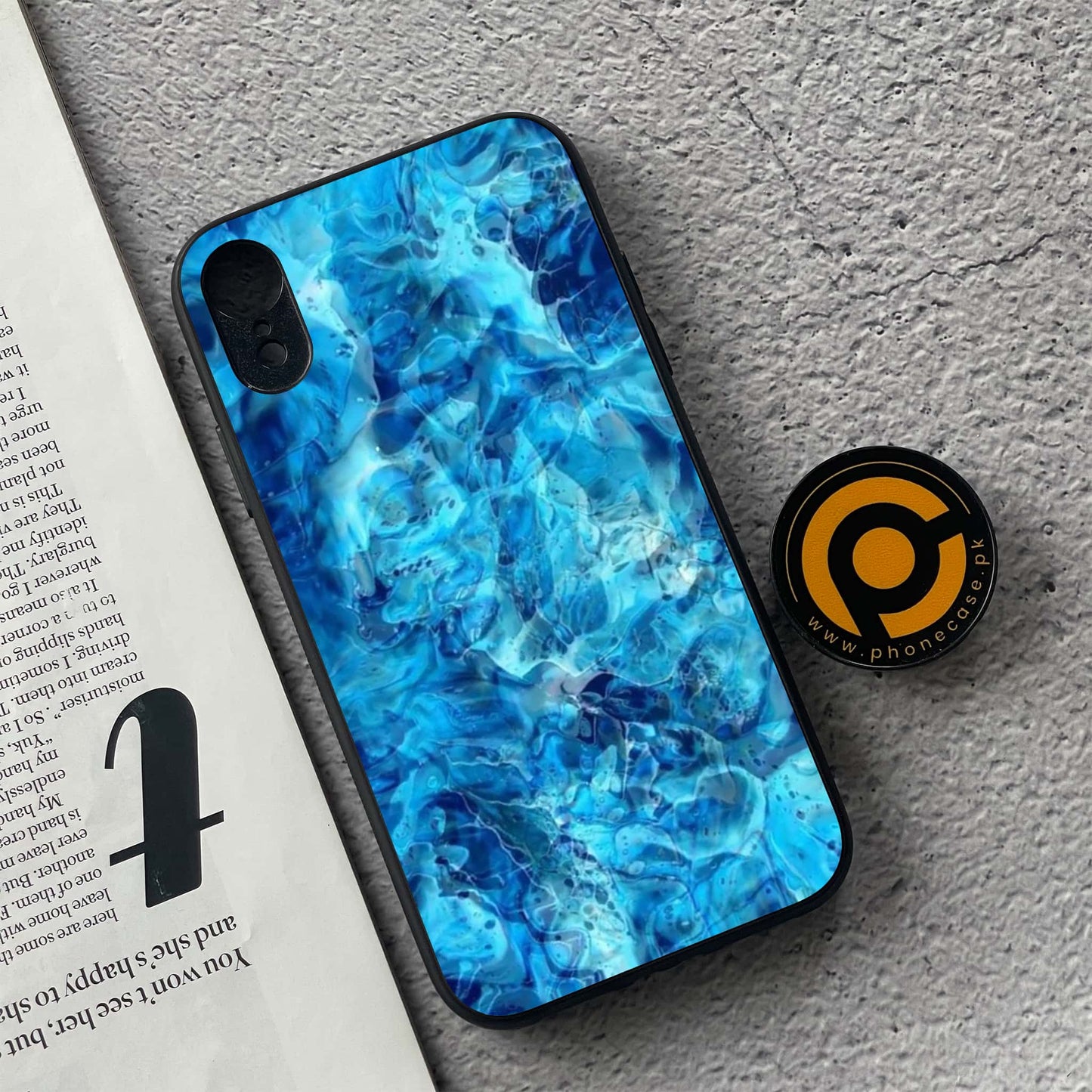 iPhone XR - Blue Marble Design 6  - Premium Metal Printed soft Bumper shock Proof Case  CS-37275