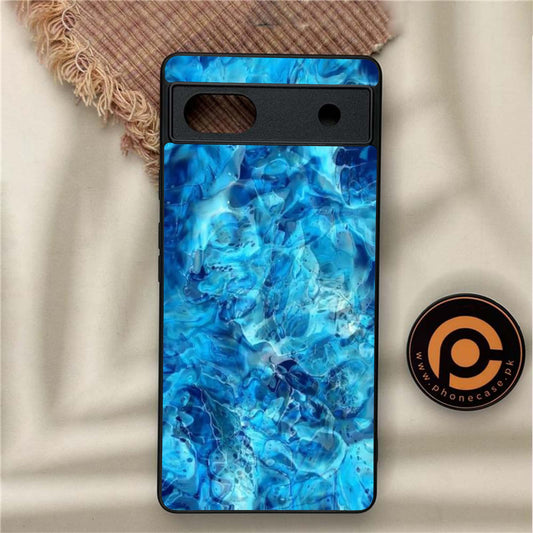 Google Pixel 6A - Blue Marble Design 6 - Premium Metal Printed soft Bumper Shock Proof Case CS-36827