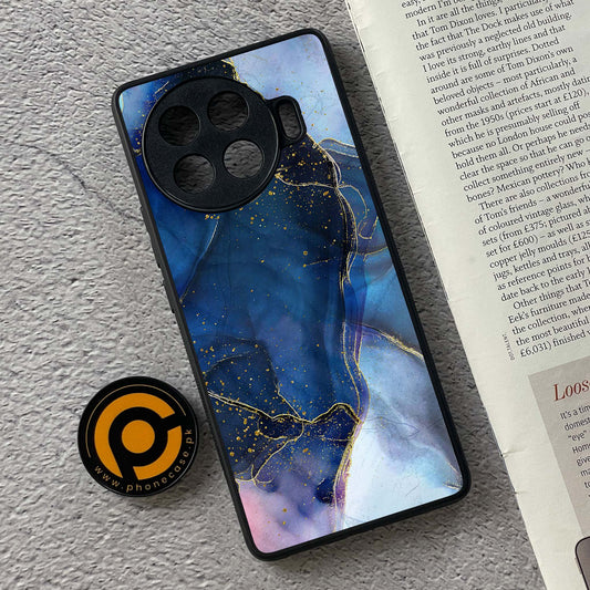 Tecno Spark 20 pro plus - Blue Marble Design 7 - Premium Printed Glass soft Bumper shock Proof Case CS-37703