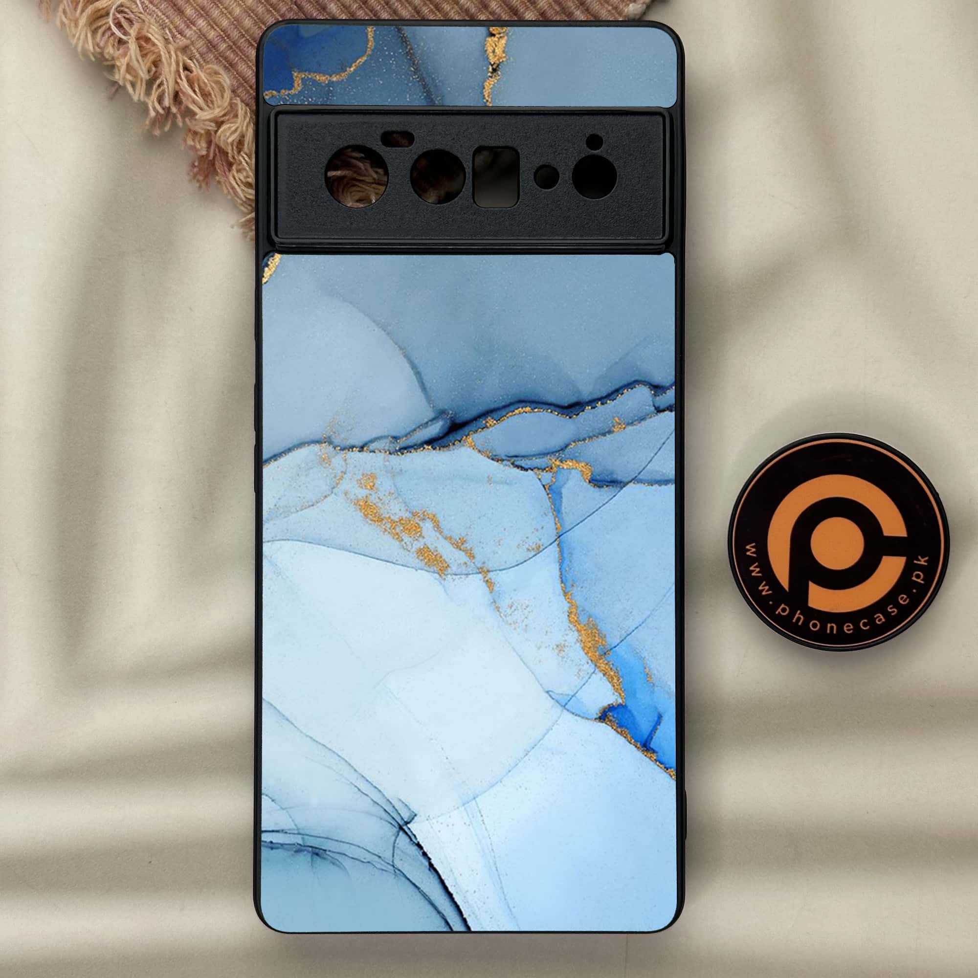 Google Pixel 6 Pro- Blue  Marble Design 3  - Premium Metal Printed soft Bumper Shock Proof Case CS-39146