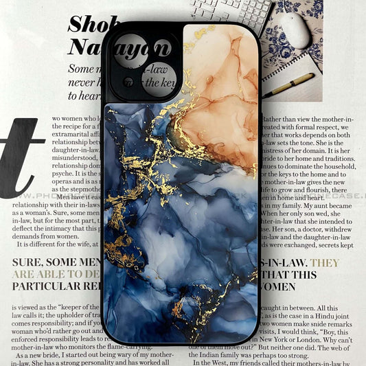 iPhone 14 - Blue Marble Design 9 - Premium Metal Printed soft Bumper shock Proof Case CS-37225