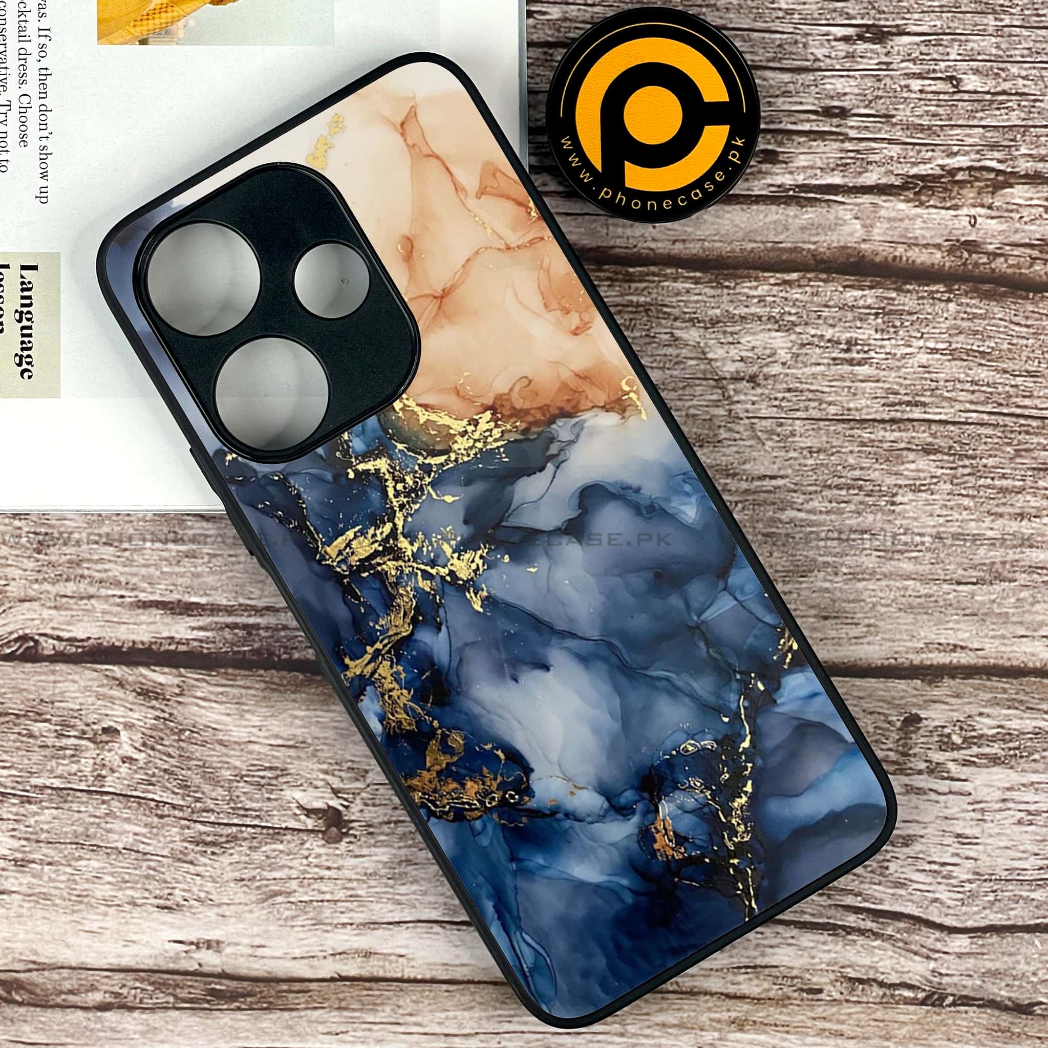 Xiaomi Redmi 13 - Blue Marble Design 9  - Premium Printed Glass soft Bumper shock Proof CaseCS-39145