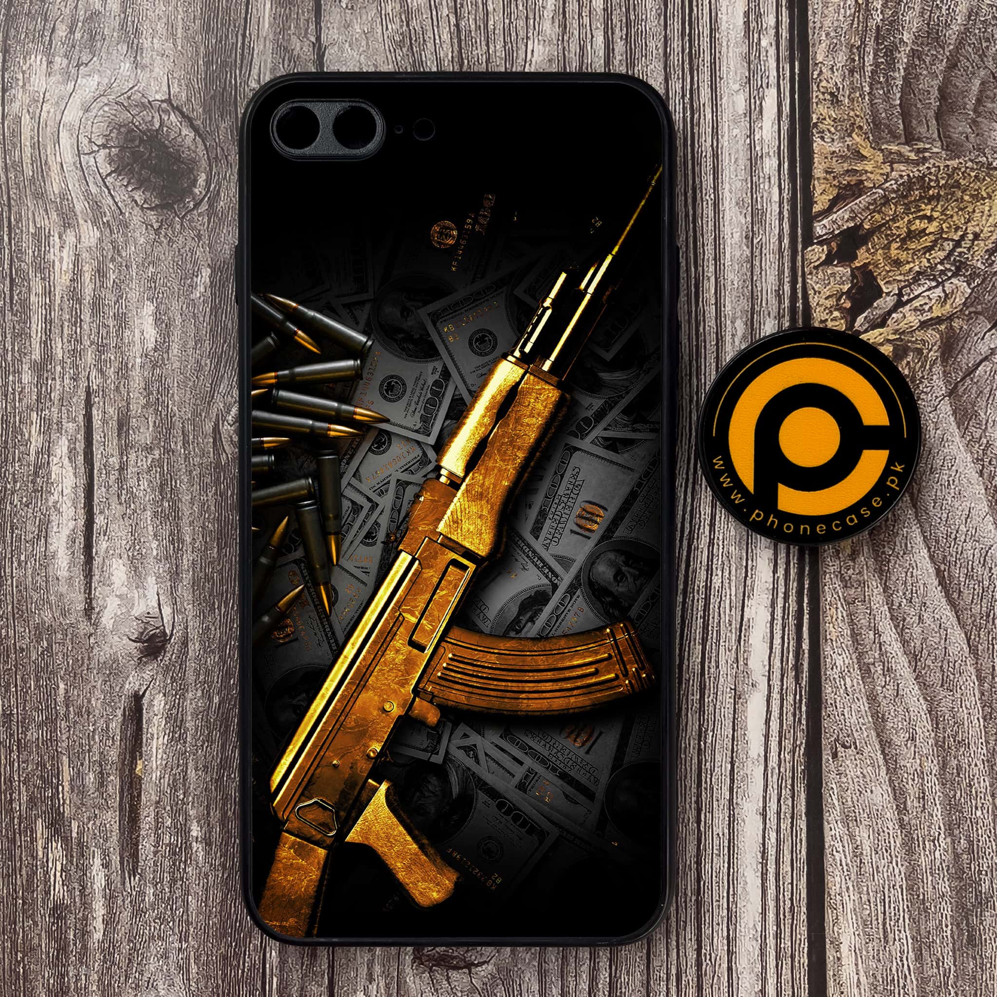 iPhone 7  / 8 plus     - Dollar Design 6 - Premium Printed Glass soft Bumper shock Proof  Case CS-38987