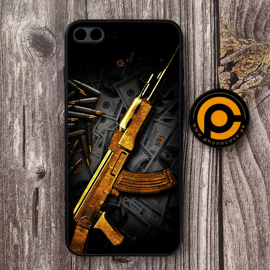 iPhone 7  / 8 plus     - Dollar Design 6 - Premium Printed Glass soft Bumper shock Proof  Case CS-38987