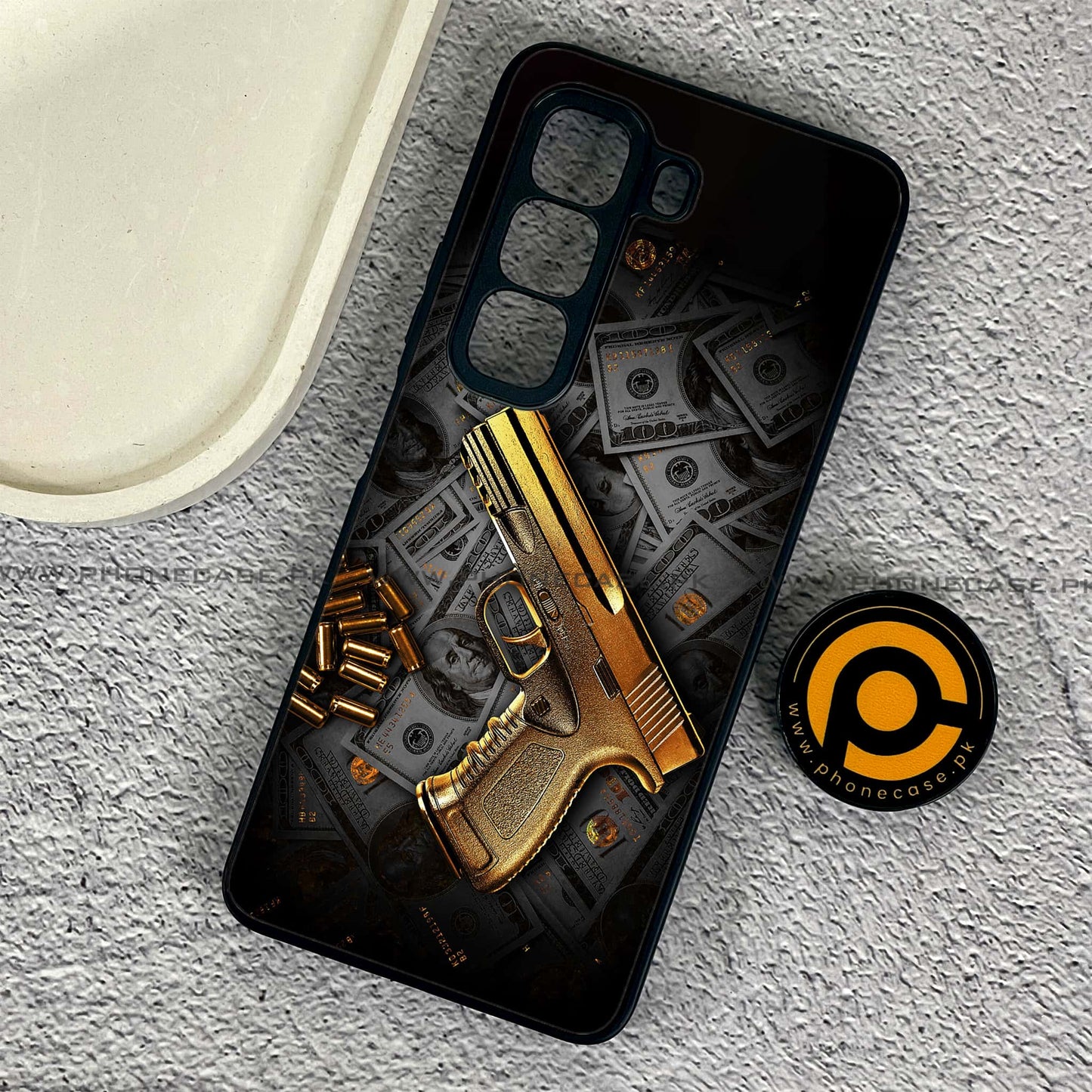 Infinix Hot 50 Pro - Dollar Design 7  - Premium Metal Printed soft Bumper shock Proof Case CS-37555 CS-37556