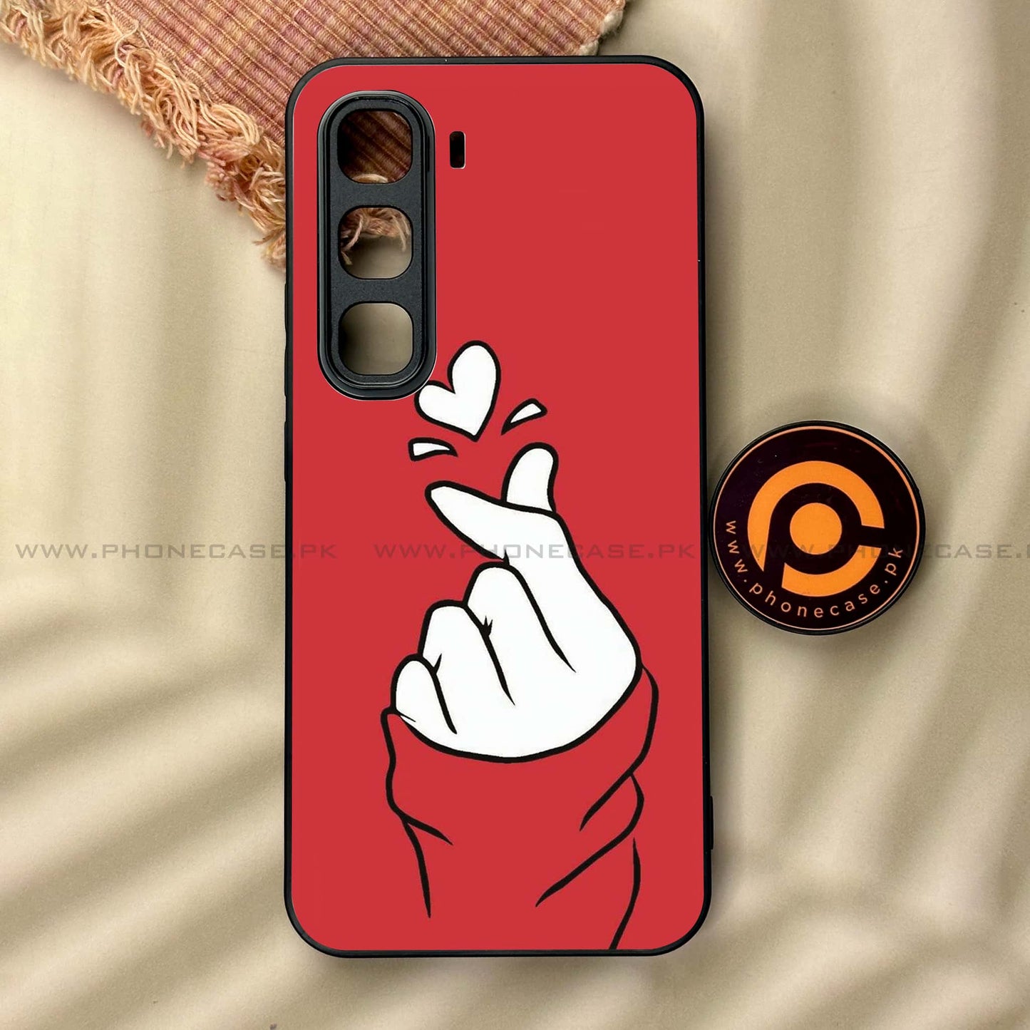 Infinix Hot 60 Pro Plus   Finger Heart BTS - Premium Metal Printed soft Bumper shock Proof Case CS-37245