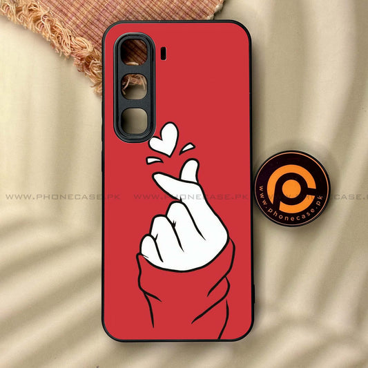 Infinix Hot 60 Pro Plus   Finger Heart BTS - Premium Metal Printed soft Bumper shock Proof Case CS-37245