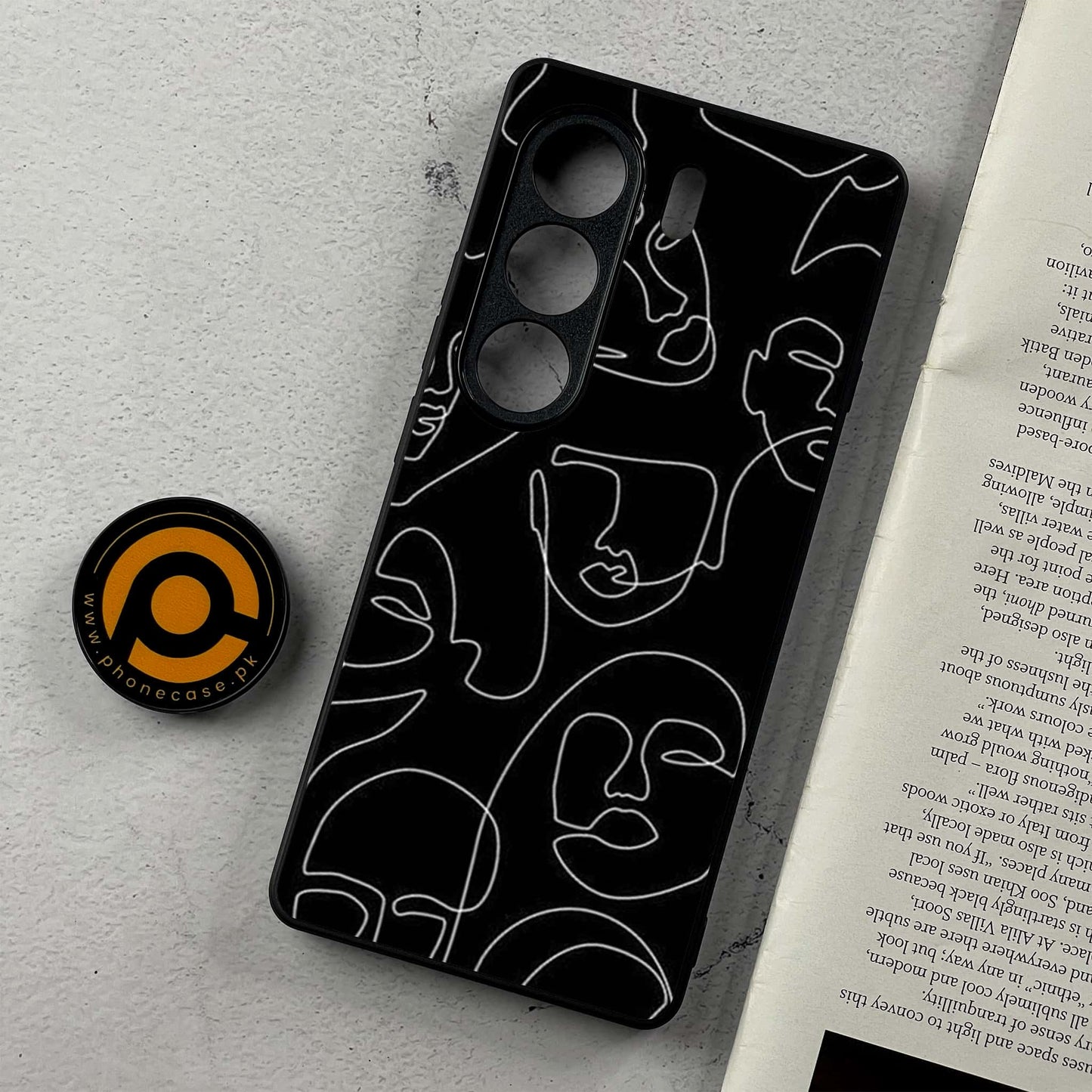 Tecno Camon 40 Pro - Girls Line Art Design 4  - Premium Metal Printed Soft Bumper Shockproof Case CS-37442