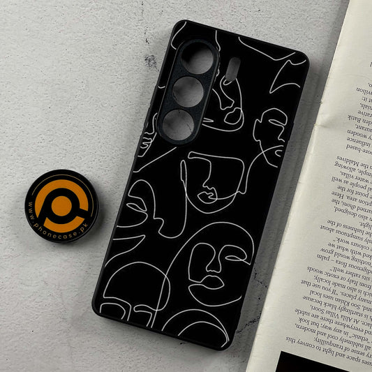 Tecno Camon 40 Pro - Girls Line Art Design 4  - Premium Metal Printed Soft Bumper Shockproof Case CS-37442