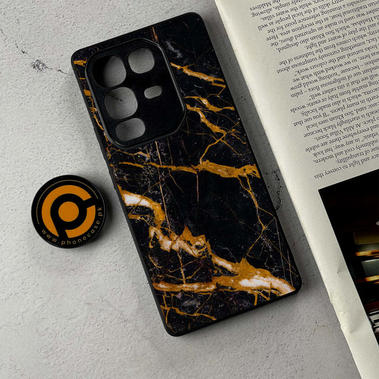 Infinix Note 50 - Golden Black Marble - Premium Metal Printed Soft Bumper Shockproof Case CS-37676