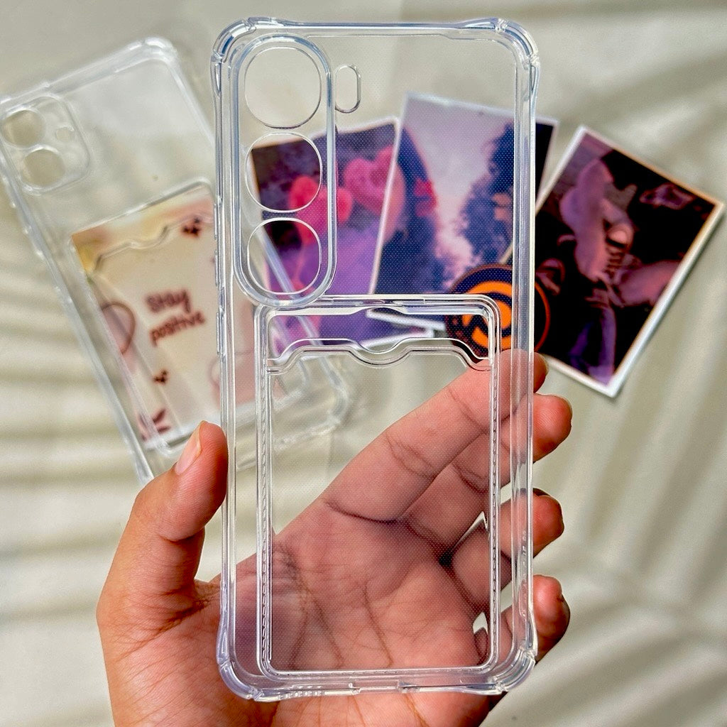 Vivo Y2004G/V40 Lite  - Wallet Card Holder Transparent Slot ShockProof Case