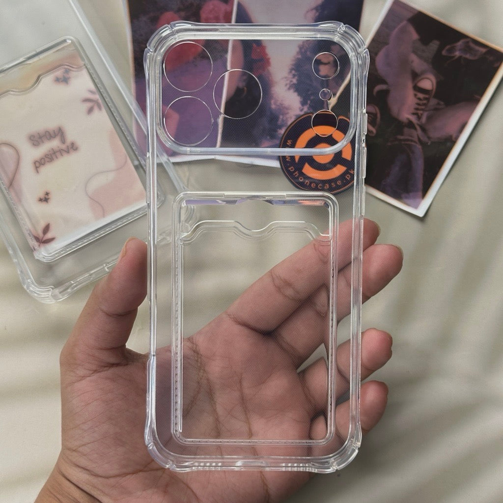 iPhone 17 Pro Max - Wallet Card Holder Transparent Slot ShockProof Case