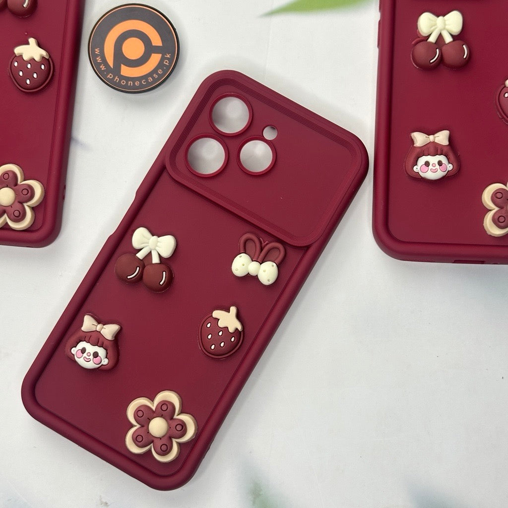 Tecno Spark 40 - Cute 3D Cherry Flower Icons Silicon Case