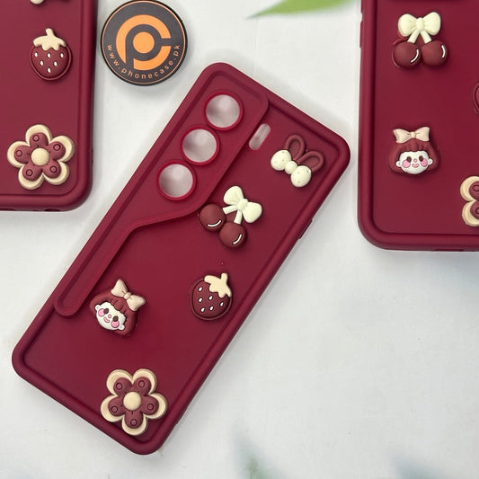 Tecno Camon 40 Pro 4G - Cute 3D Cherry Flower Icons Silicon Case