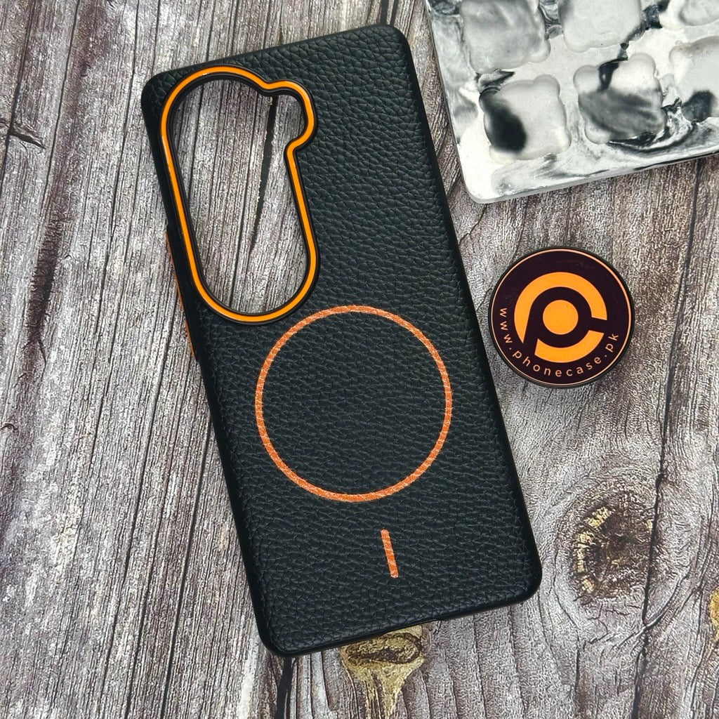 Vivo V40e - Branded Leather Texture MagSafe Compatible Anti-Slip Soft Case