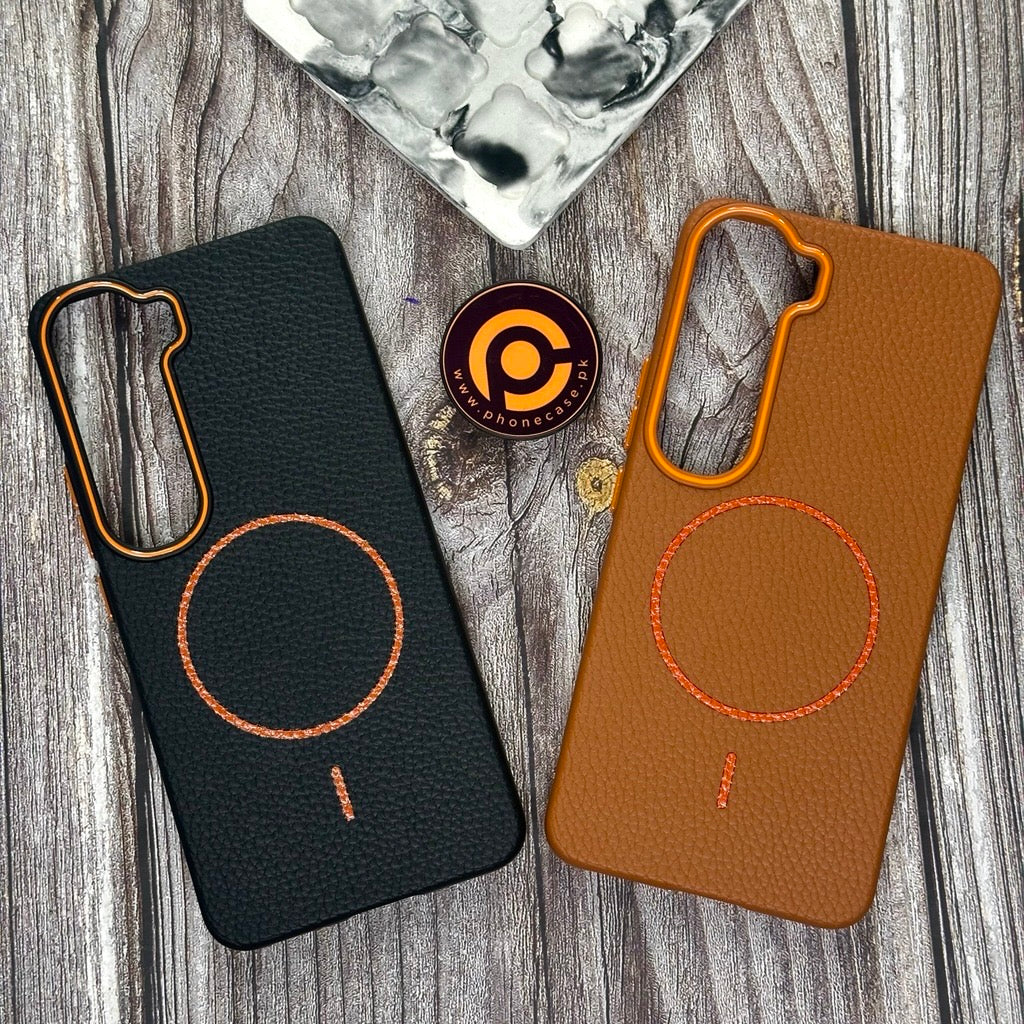 Vivo Y200 4G - Branded Leather Texture MagSafe Compatible Anti-Slip Soft Case