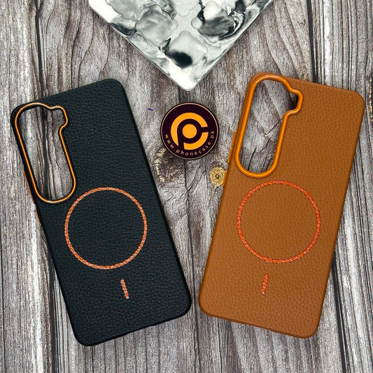 Vivo Y200 4G - Branded Leather Texture MagSafe Compatible Anti-Slip Soft Case