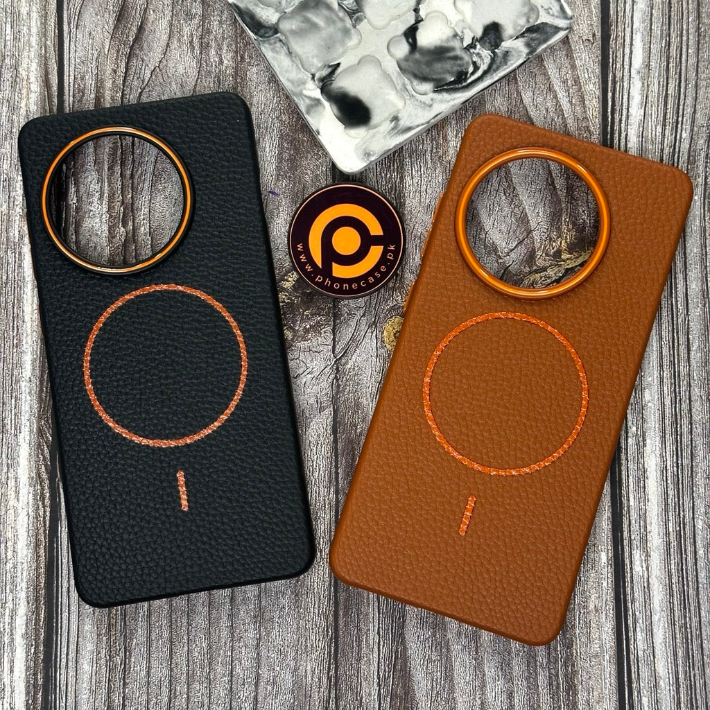 OnePlus 13R/ OnePlus Ace 5 - Branded Leather Texture MagSafe Compatible Anti-Slip Soft Case