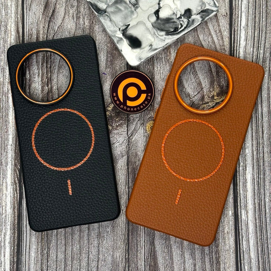 OnePlus 13R/ OnePlus Ace 5 - Branded Leather Texture MagSafe Compatible Anti-Slip Soft Case