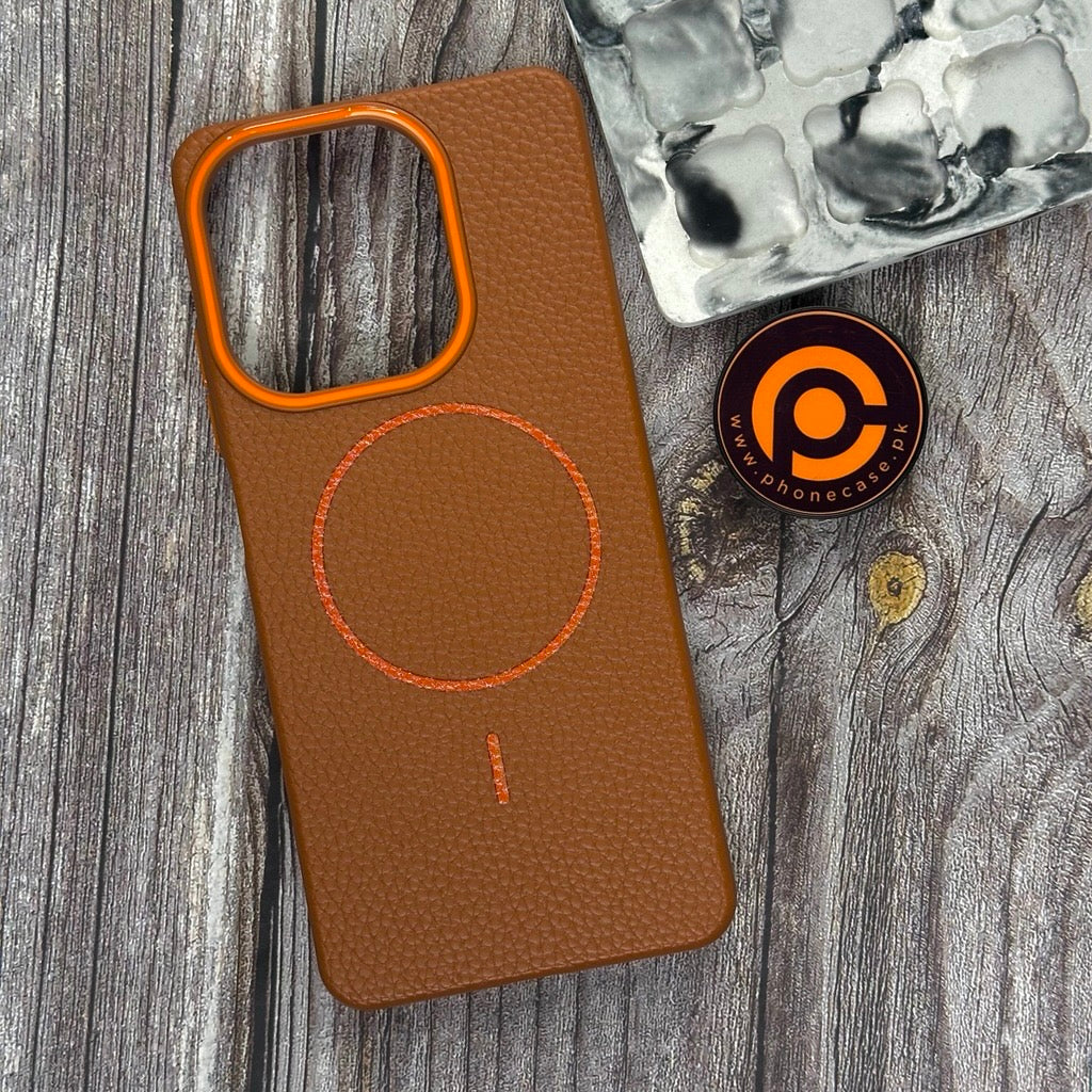 Oppo A5 Pro - Branded Leather Texture MagSafe Compatible Anti-Slip Soft Case