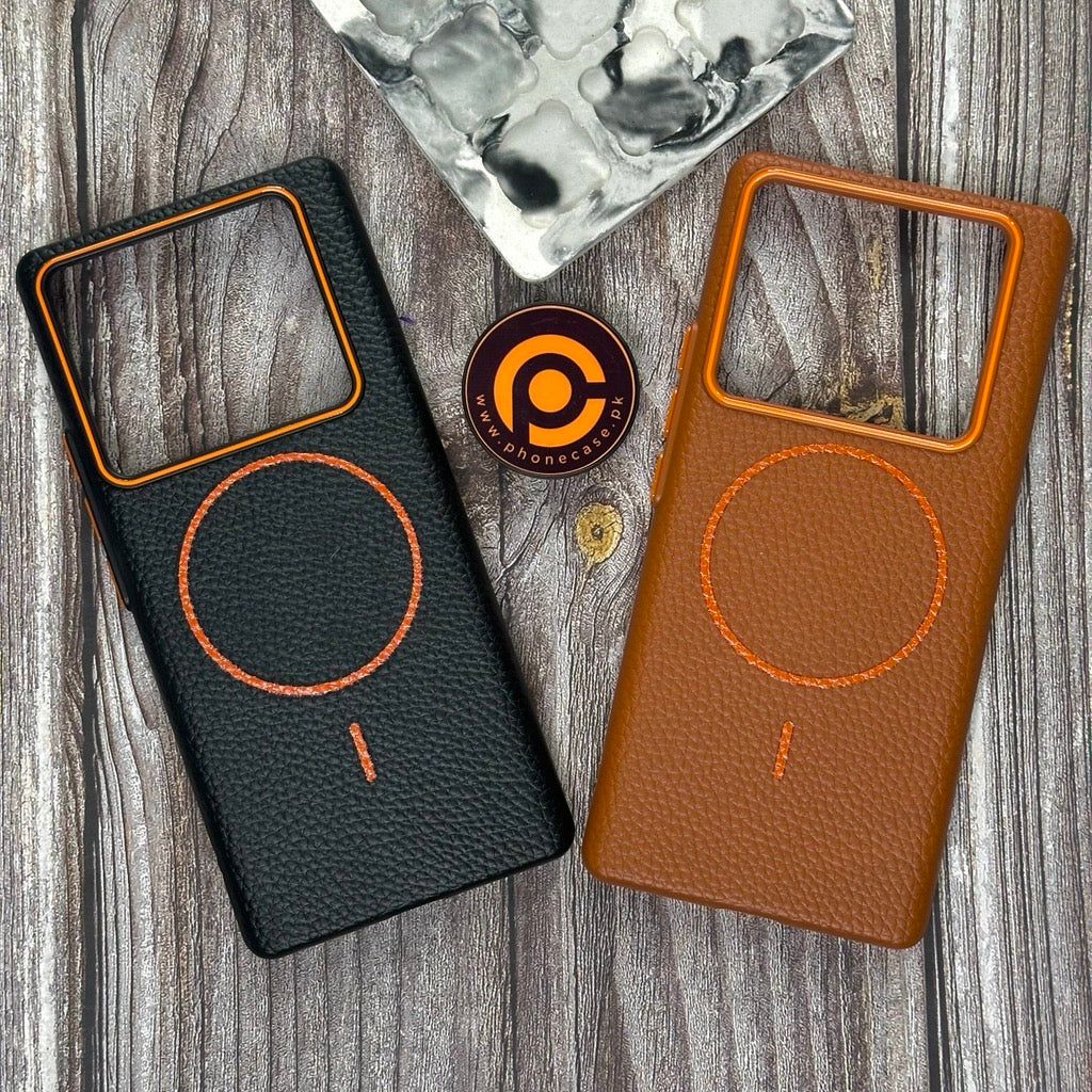 Infinix Note 40 Pro/ Note 40 Pro Plus - Branded Leather Texture MagSafe Compatible Anti-Slip Soft Case