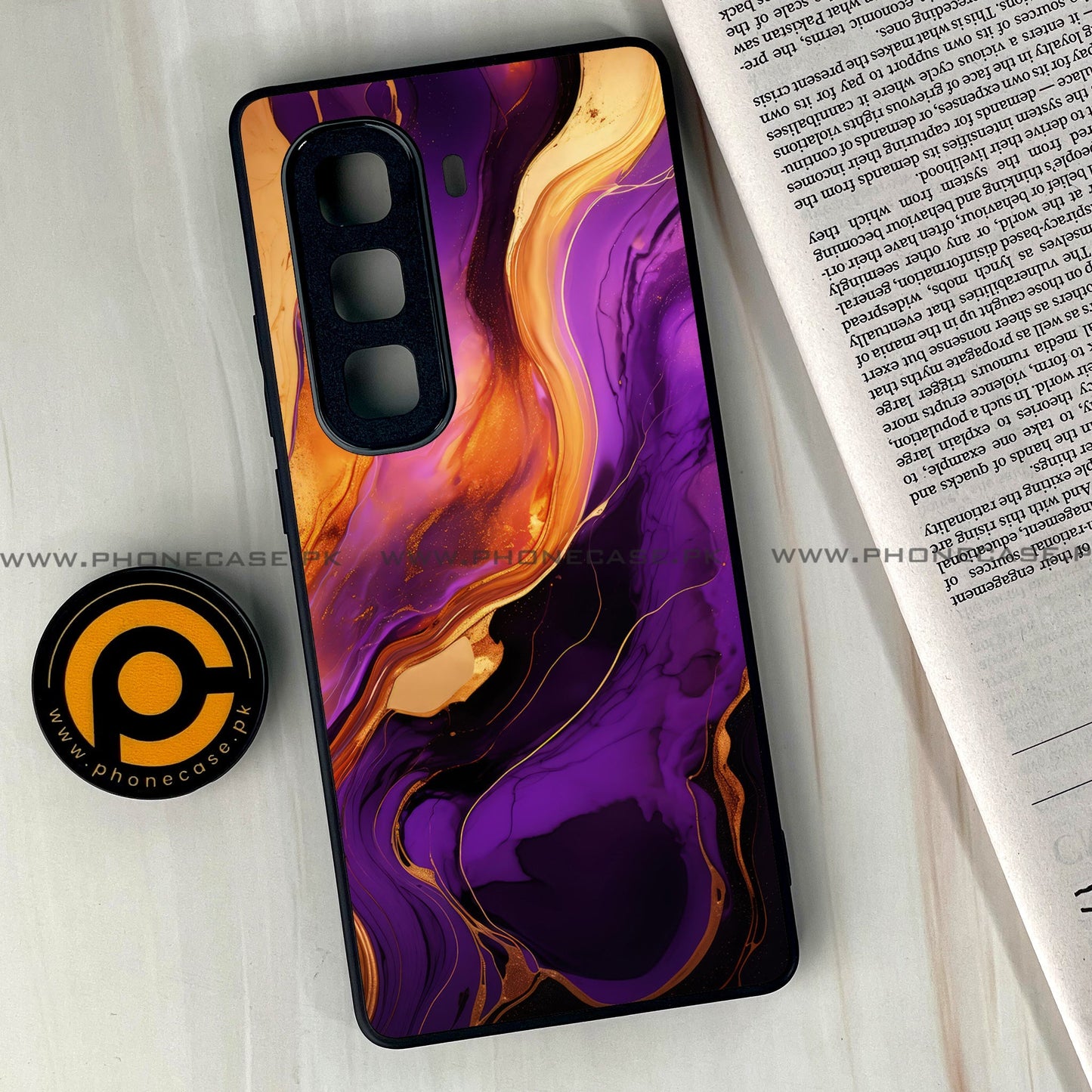 Infinix Hot 50 Pro Plus - Liquid Marble 2.0 Series - Premium Metal Printed soft Bumper shock Proof Case