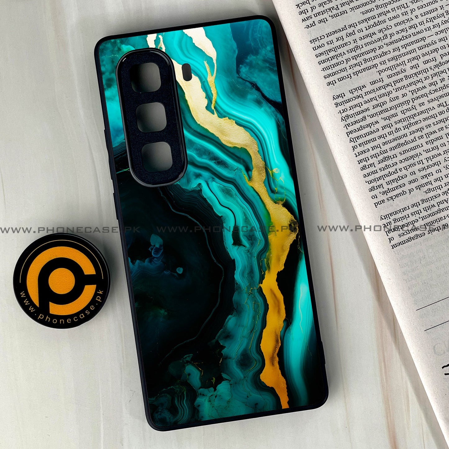 Infinix Hot 50 Pro Plus - Liquid Marble 2.0 Series - Premium Metal Printed soft Bumper shock Proof Case