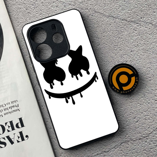 Xiaomi Redmi Note 14 - Marshmello Face - Premium Printed Glass soft Bumper Shock Proof Case  CS-38167