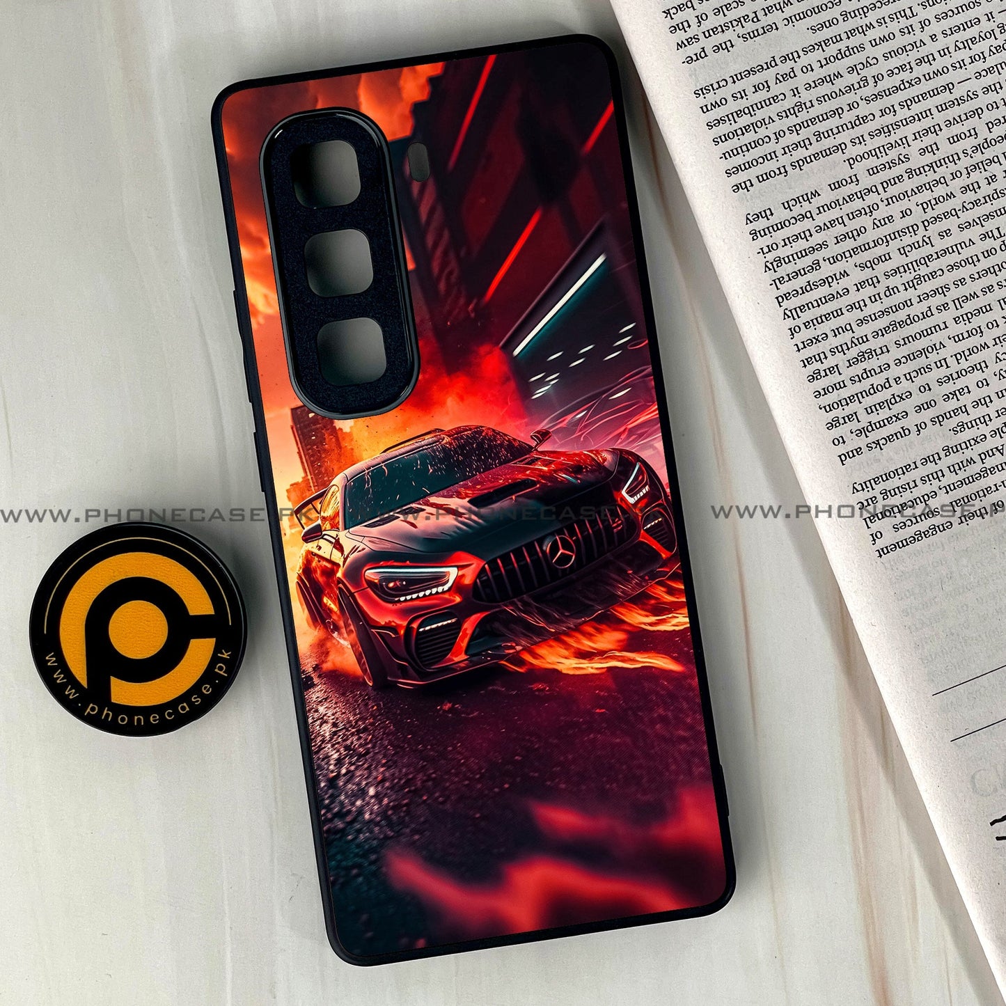 Infinix Hot 50 Pro Plus - Racing Design 3 - Premium Metal Printed soft Bumper shock Proof Case CS-37677