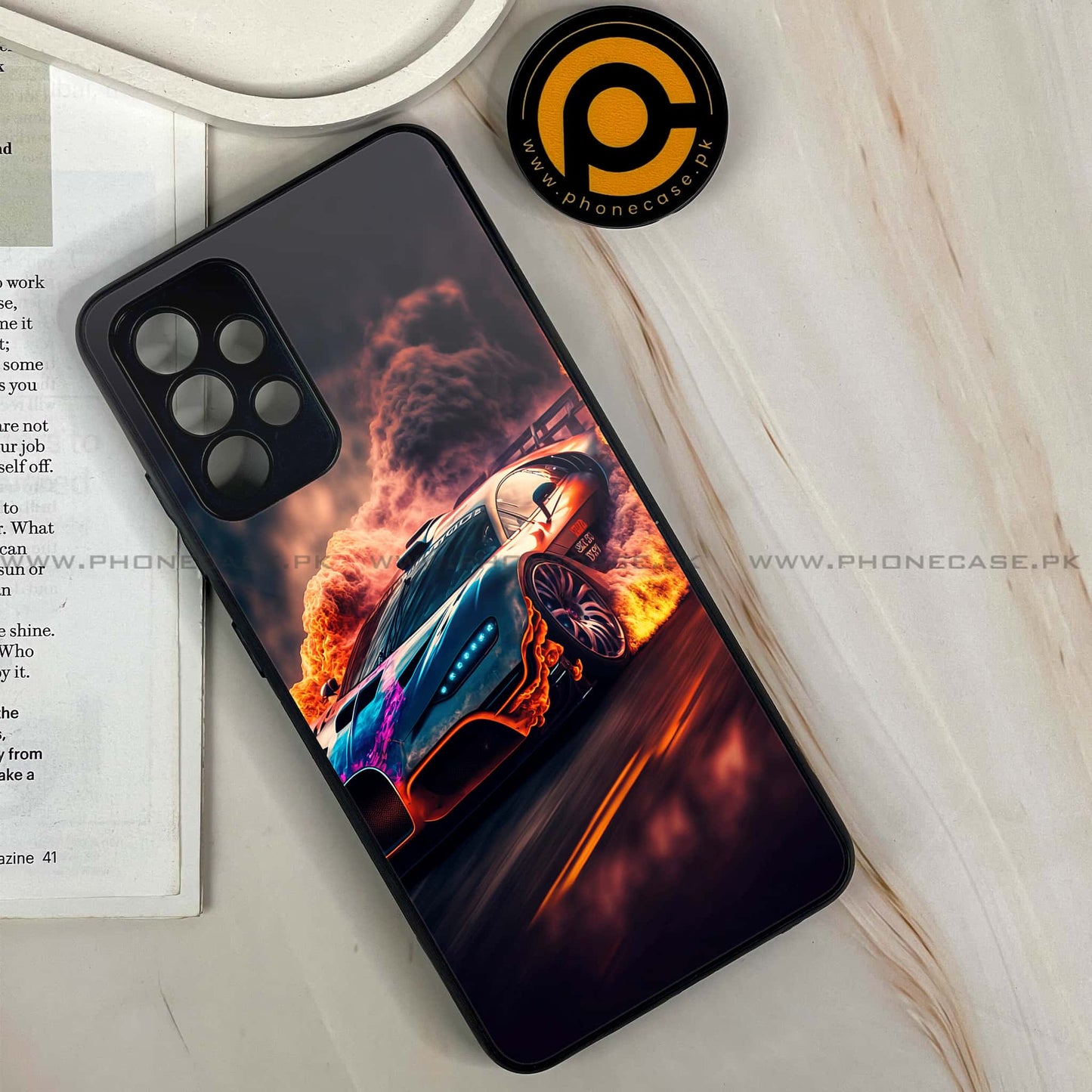 Samsung Galaxy A32 4G - Racing Design 4  - Premium Printed Glass soft Bumper shock Proof Case CS-38731