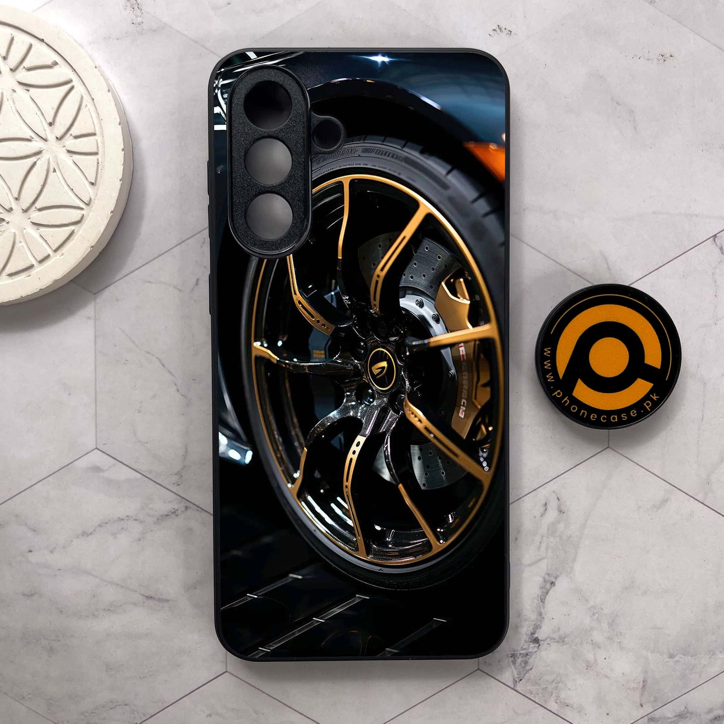 Samsung Galaxy A56 5G - Racing Car Red Blade RIM - Premium Metal Printed soft Bumper shock Proof Case CS-38975