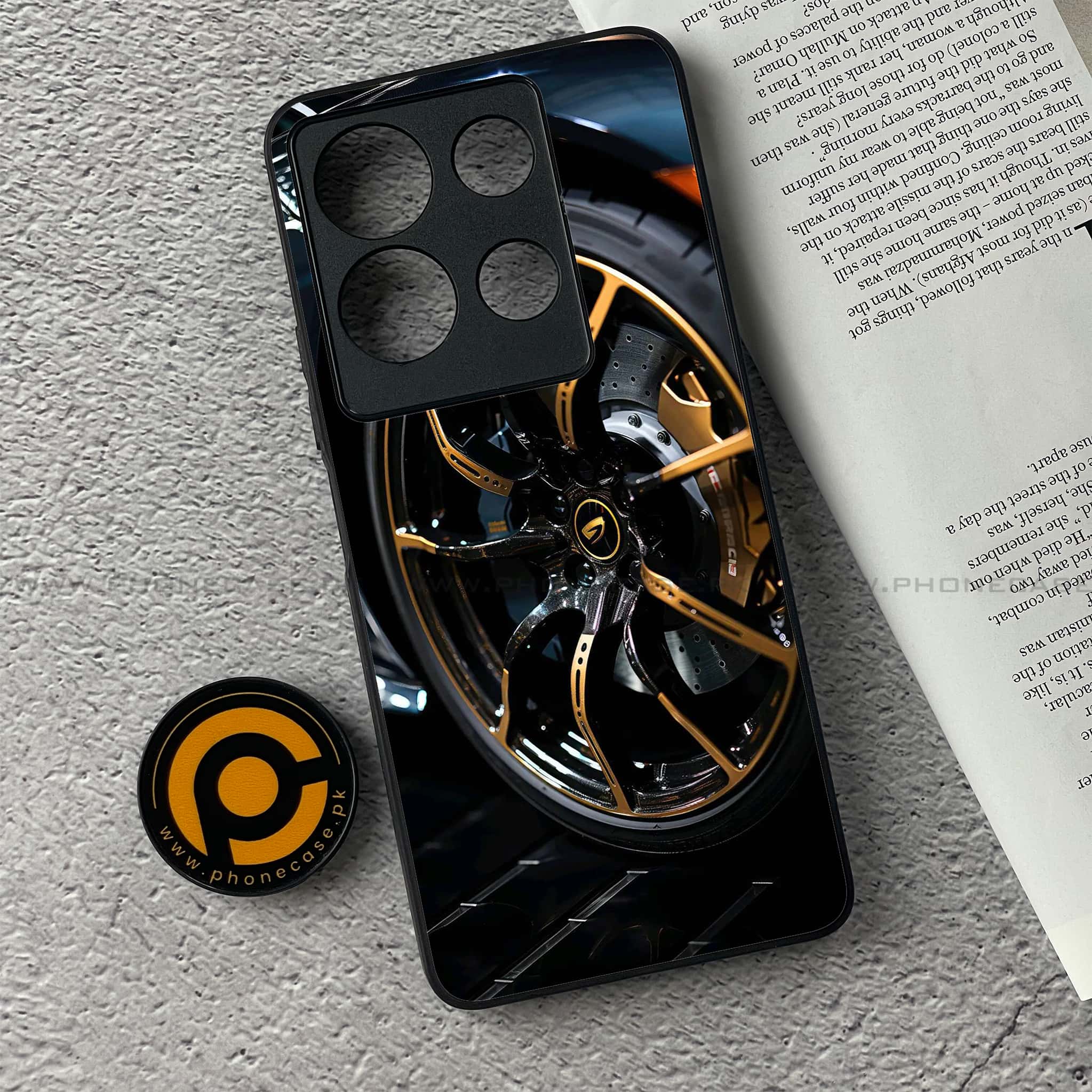 Infinix Note 30 - Racing Car Red Blade RIM - Premium Printed Glass soft Bumper shock Proof Case CS-37967