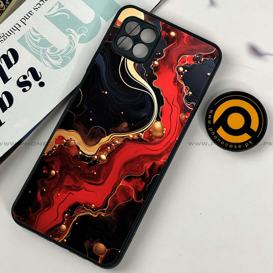Samsung Galaxy A22 5G -  Red Gold Marble - Premium Printed Metal soft Bumper shock Proof Case  CS-39136