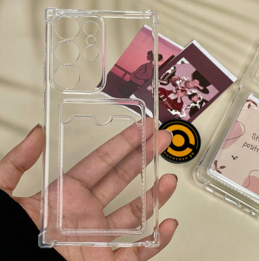 Samsung Galaxy S25 Ultra - Wallet Card Holder Transparent Slot ShockProof Case