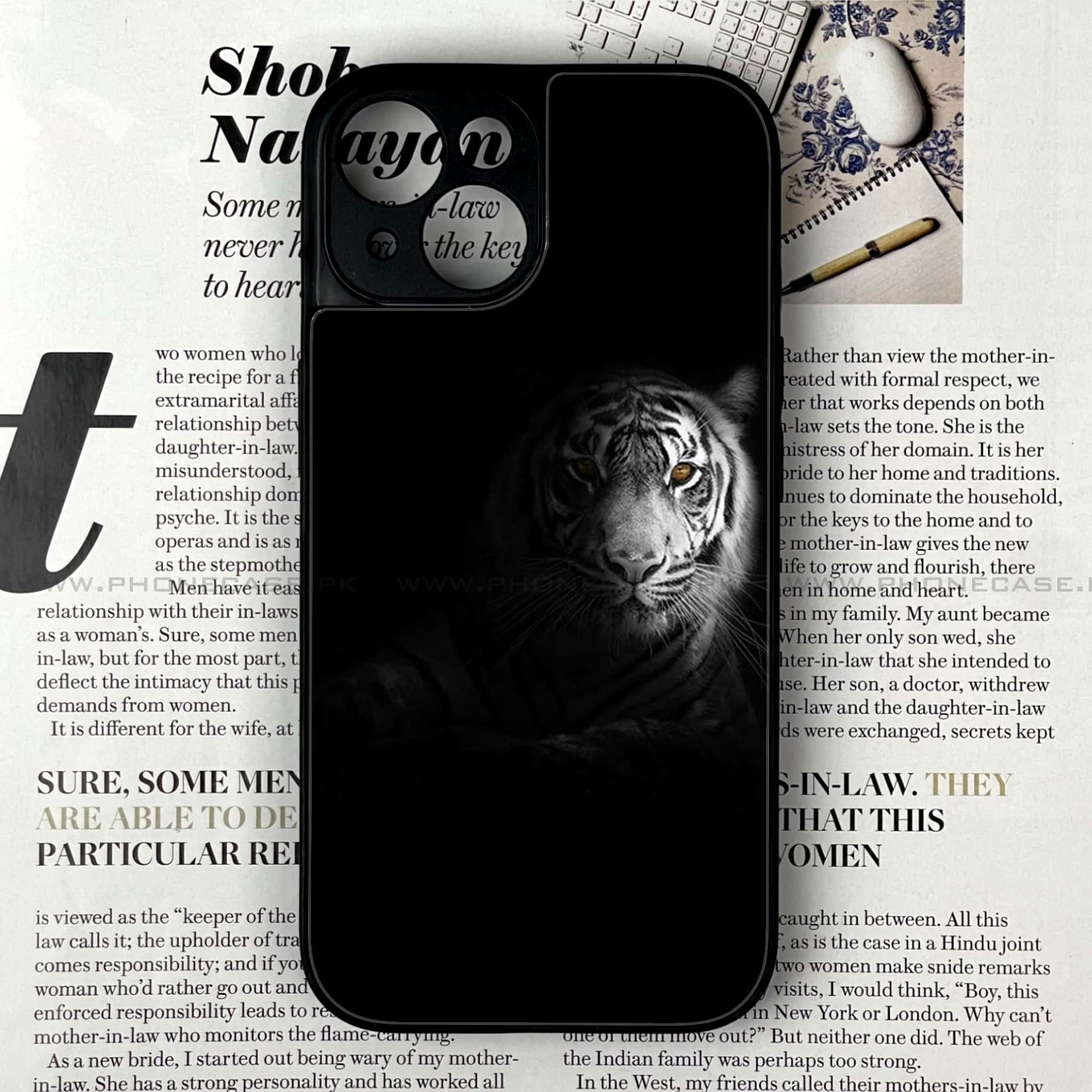 iPhone 15 Plus - Tiger Design 10  - Premium Metal Printed soft Bumper shock Proof Case CS-38349